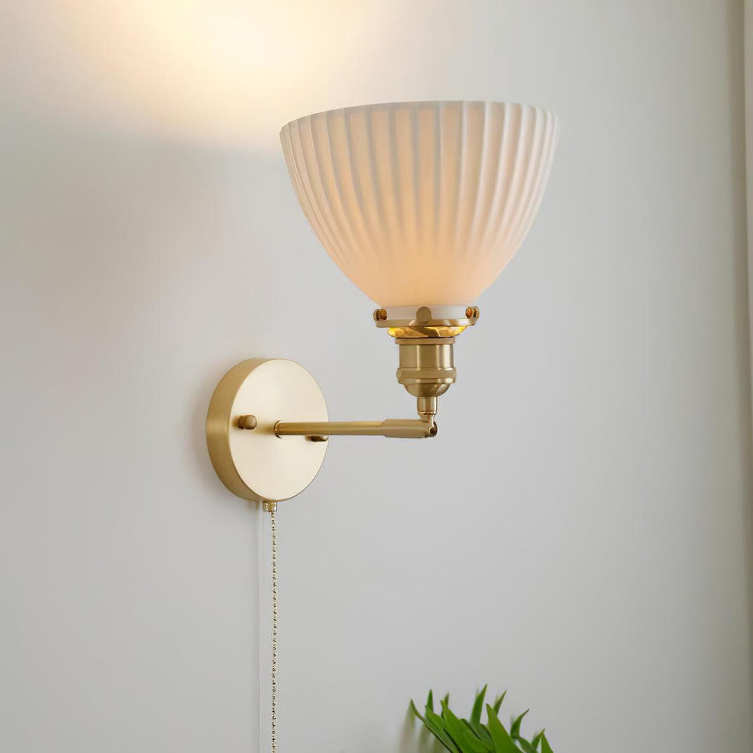 Brass Pleated Ceramic Wall Lamp - Vakkerlight