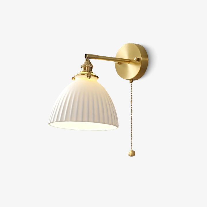 Brass Pleated Ceramic Wall Lamp - Vakkerlight