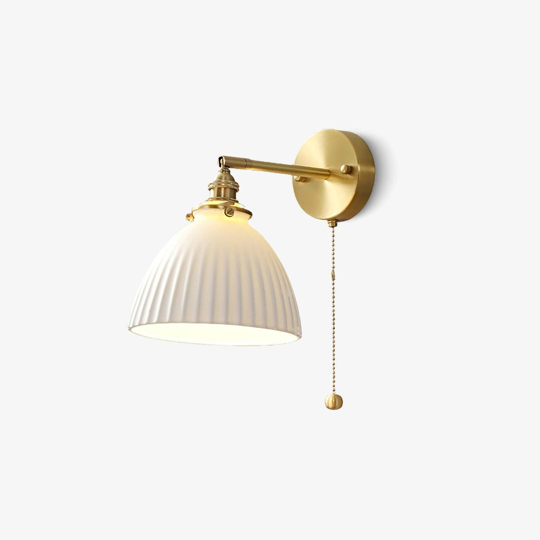 Brass Pleated Ceramic Wall Lamp - Vakkerlight