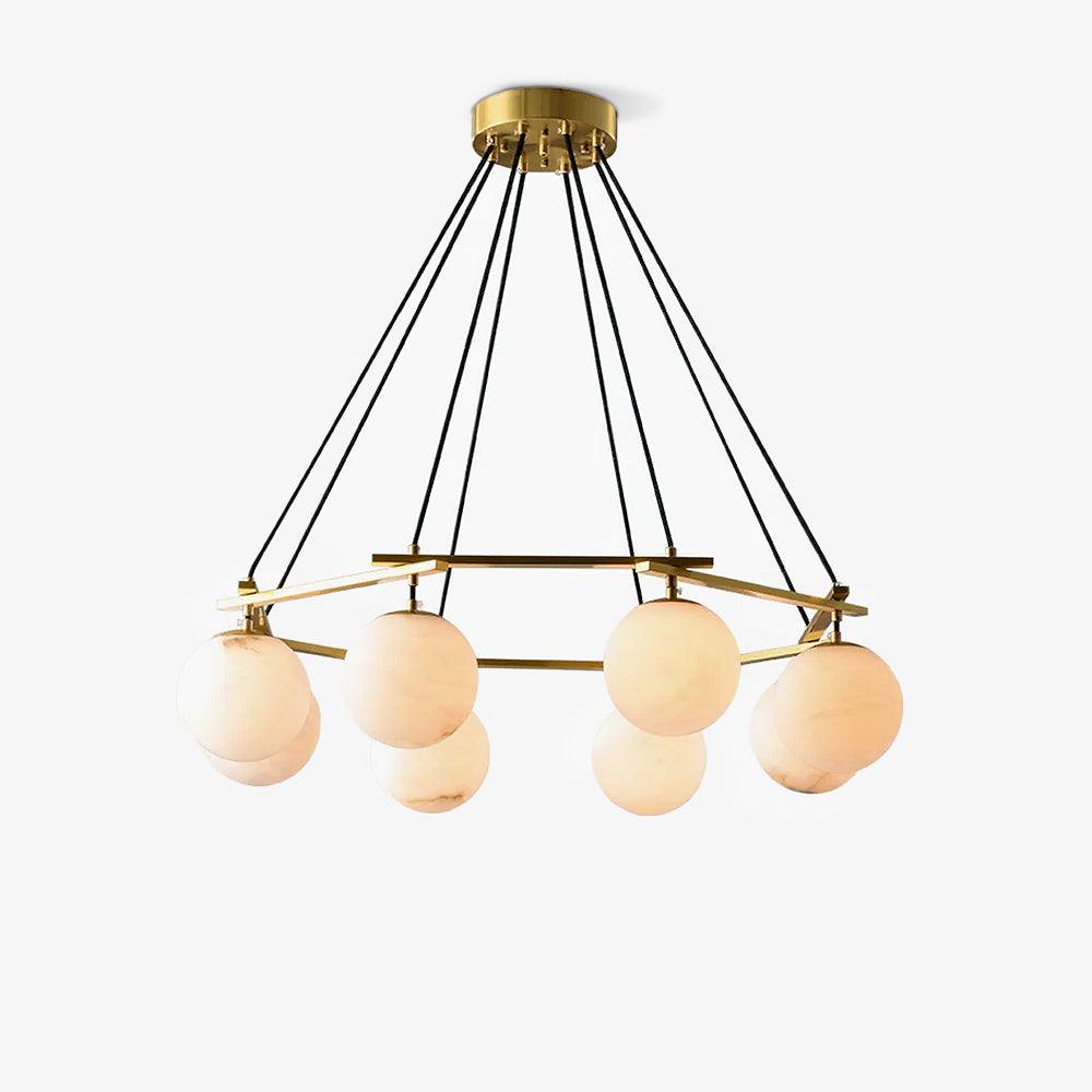 Brass Ring Alabaster Globe Chandelier – detail 13