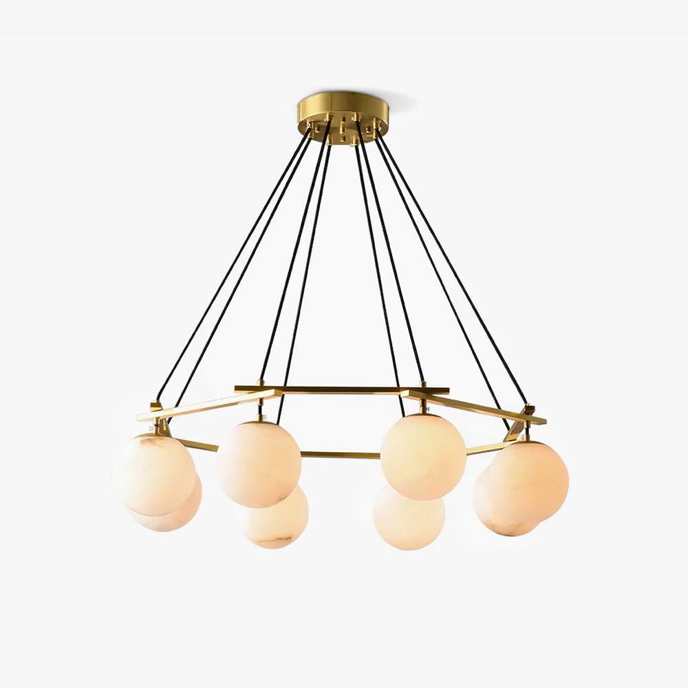 Brass Ring Alabaster Globe Chandelier – detail 15