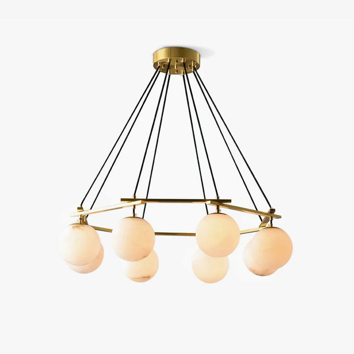 Brass Ring Alabaster Globe Chandelier – detail 15