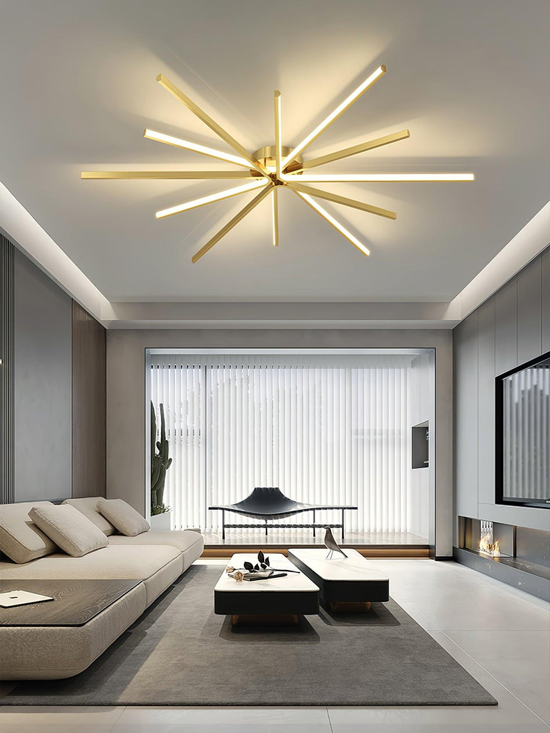 Brass Starbursts Ceiling Lamp - Vakkerlight