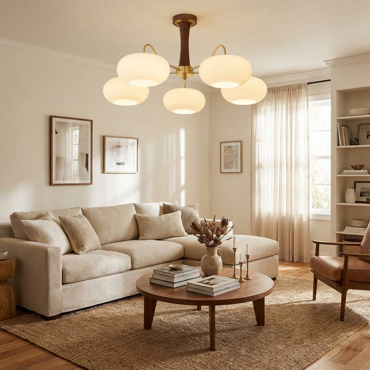 Brass Wooden Persimmon Chandelier