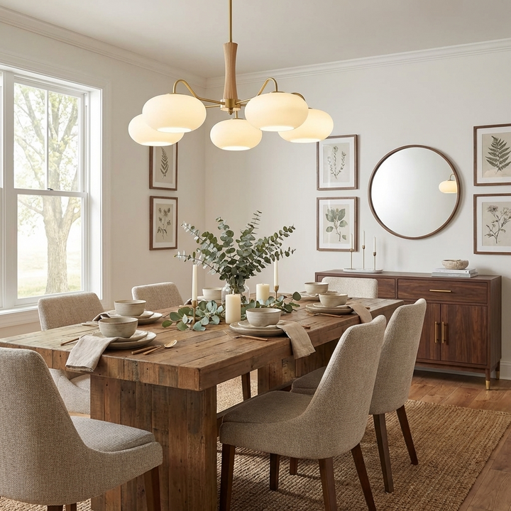 Brass Wooden Persimmon Chandelier