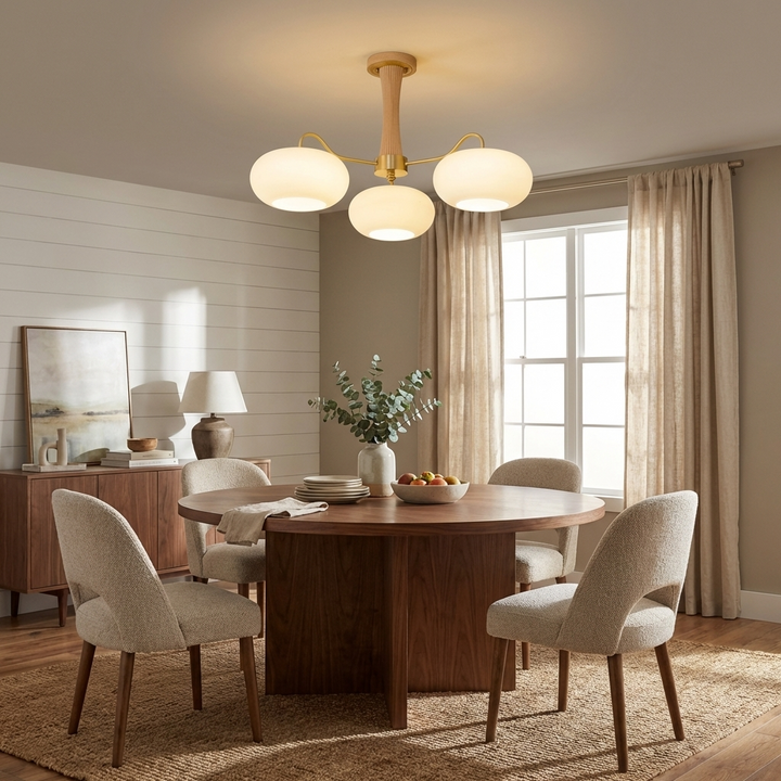 Brass Wooden Persimmon Chandelier