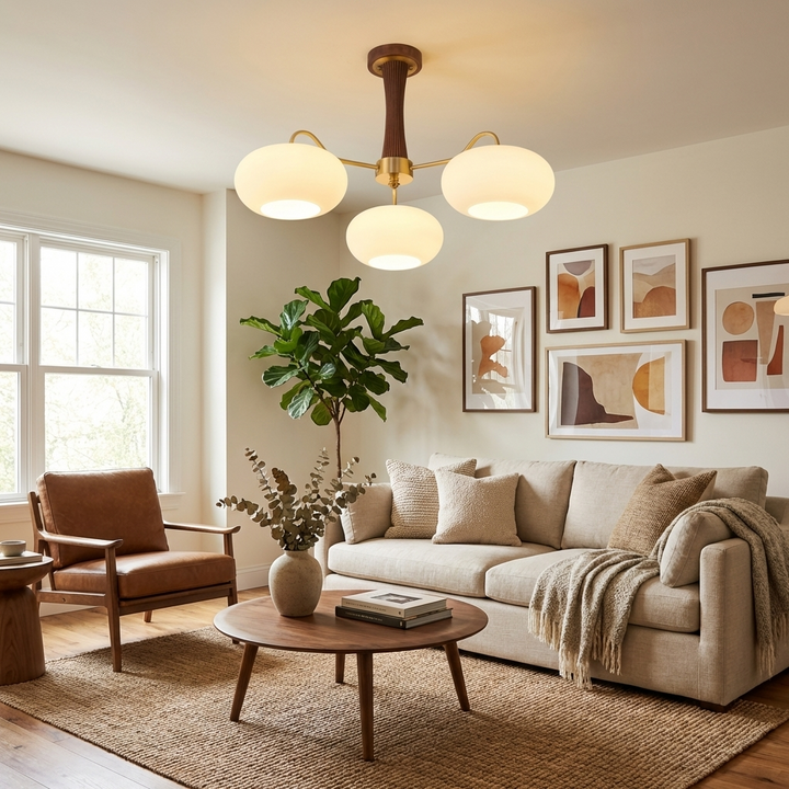 Brass Wooden Persimmon Chandelier