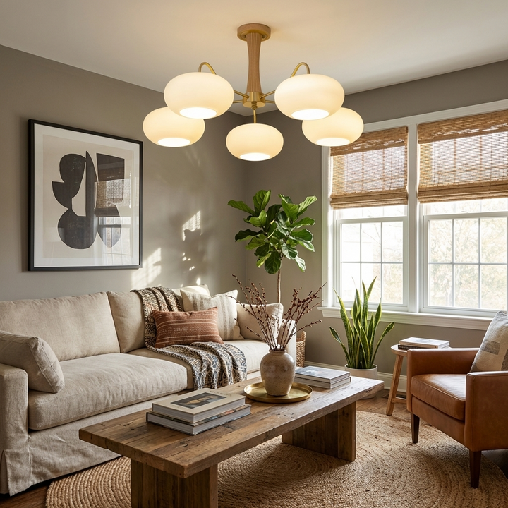 Brass Wooden Persimmon Chandelier