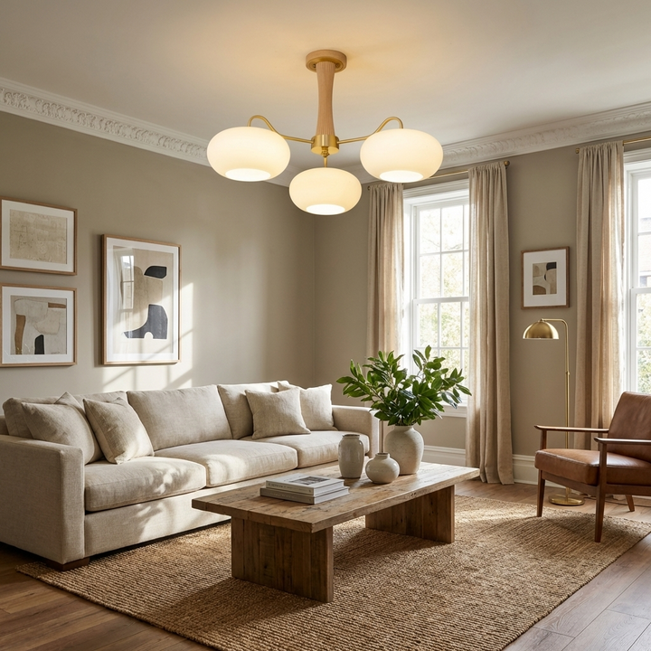 Brass Wooden Persimmon Chandelier