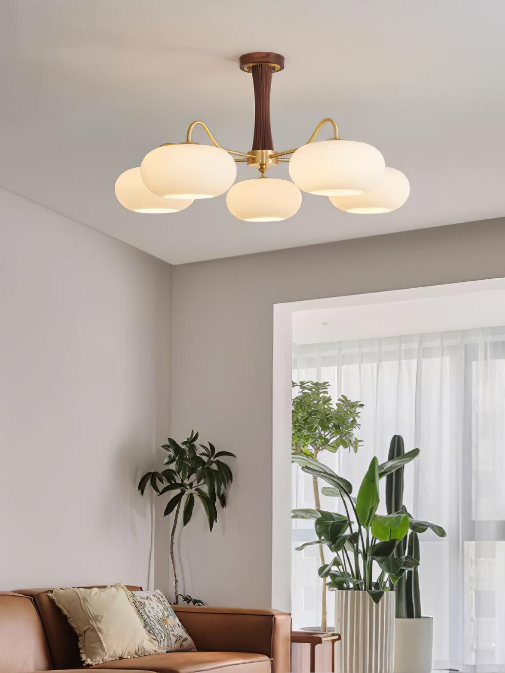 Brass Wooden Persimmon Chandelier - Vakkerlight