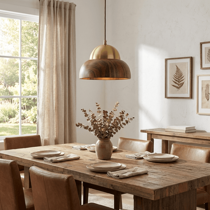 Bravon Wood Dome Pendant Lamp - Vakkerlight