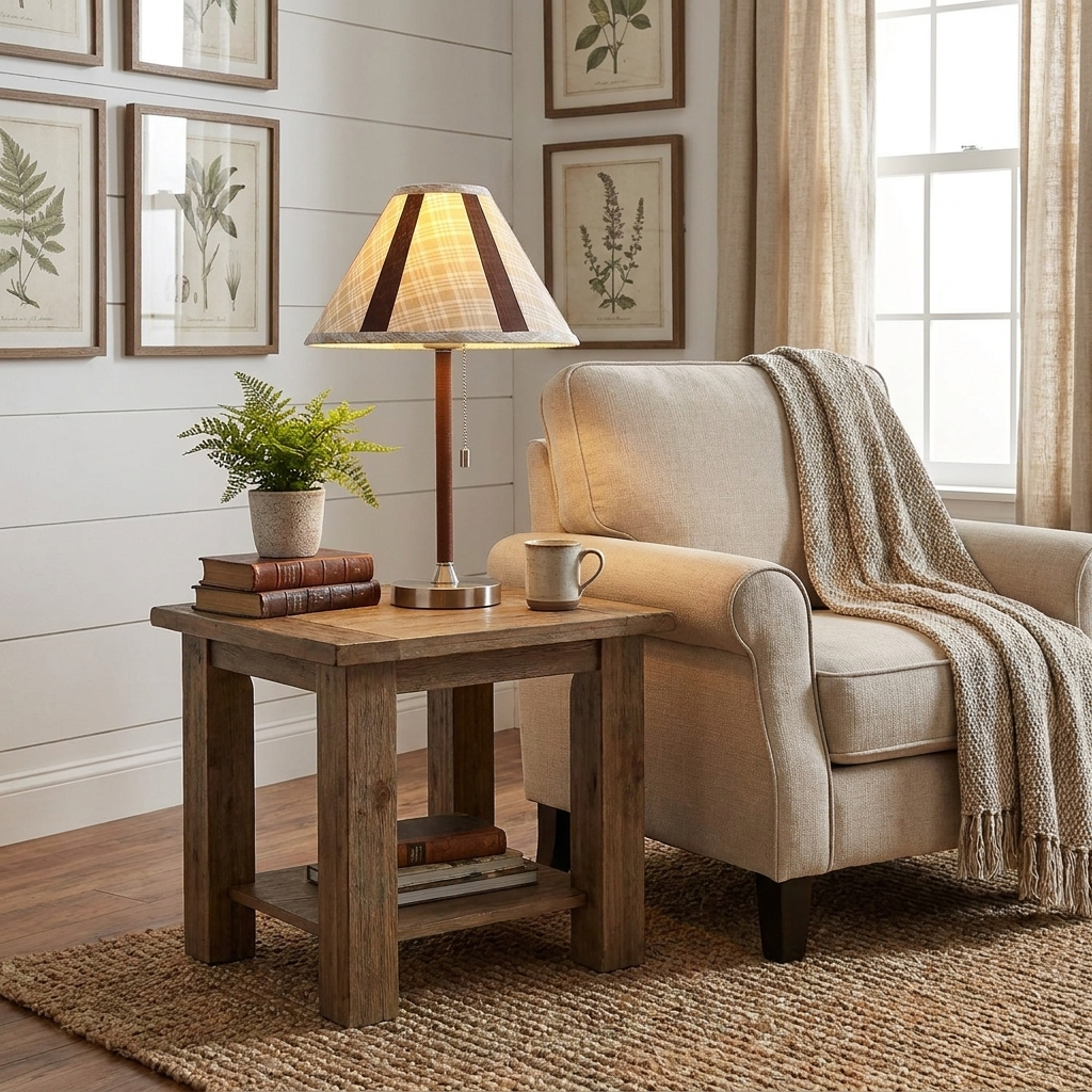 Briar Leather Trim Fabric Table Lamp