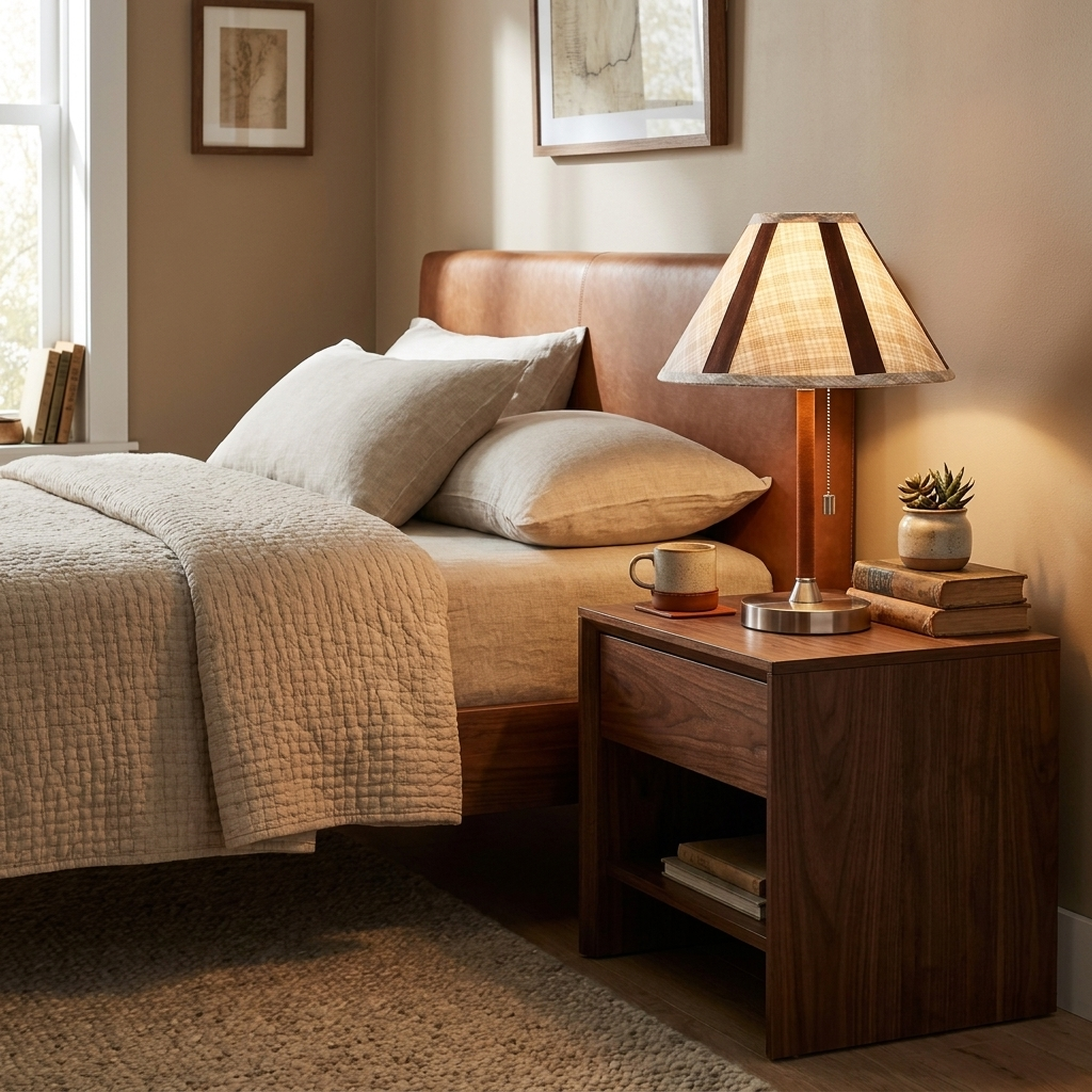 Briar Leather Trim Fabric Table Lamp