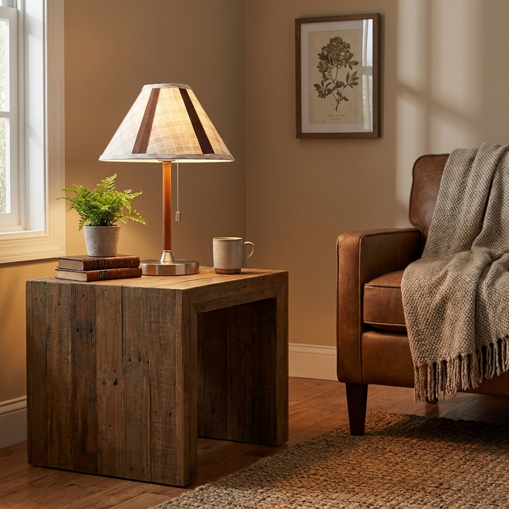 Briar Leather Trim Fabric Table Lamp
