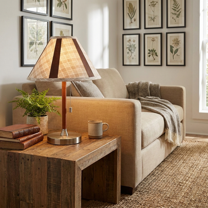 Briar Leather Trim Fabric Table Lamp