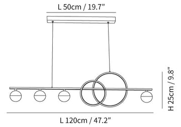 Brooklyn Double Circle Chandelier — Dimension drawings 1