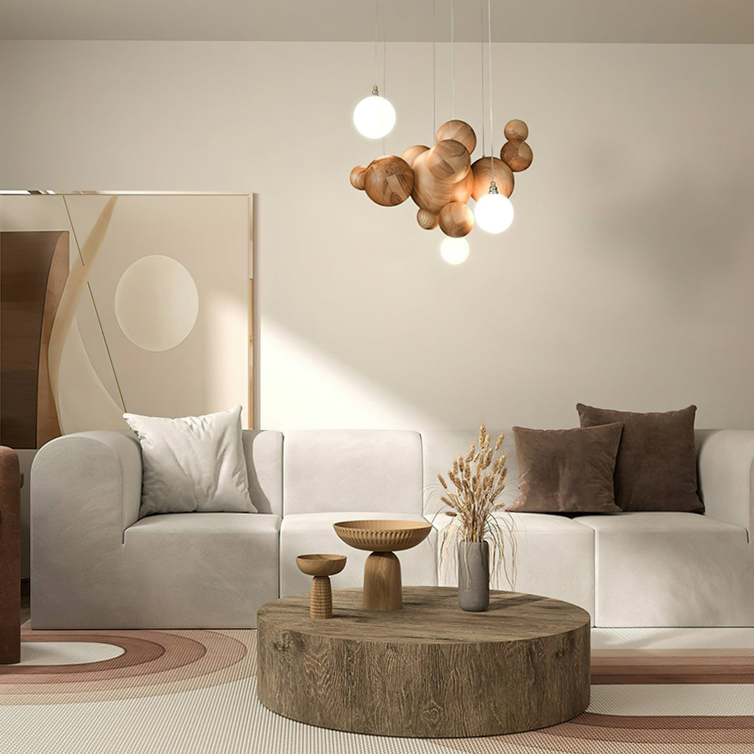 Bubble Wood Balls Chandelier - Vakkerlight