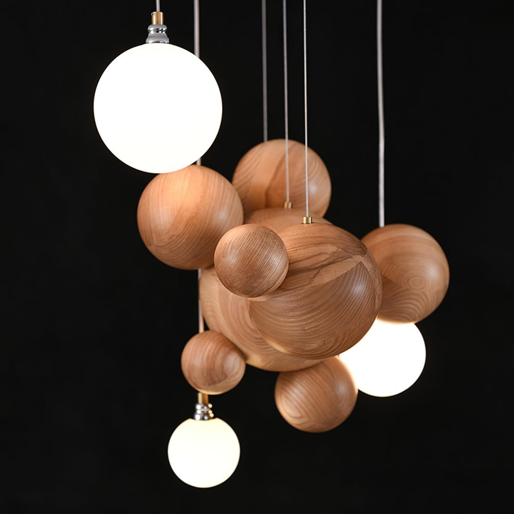 Bubble Wood Balls Chandelier - Vakkerlight