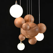 Bubble Wood Balls Chandelier