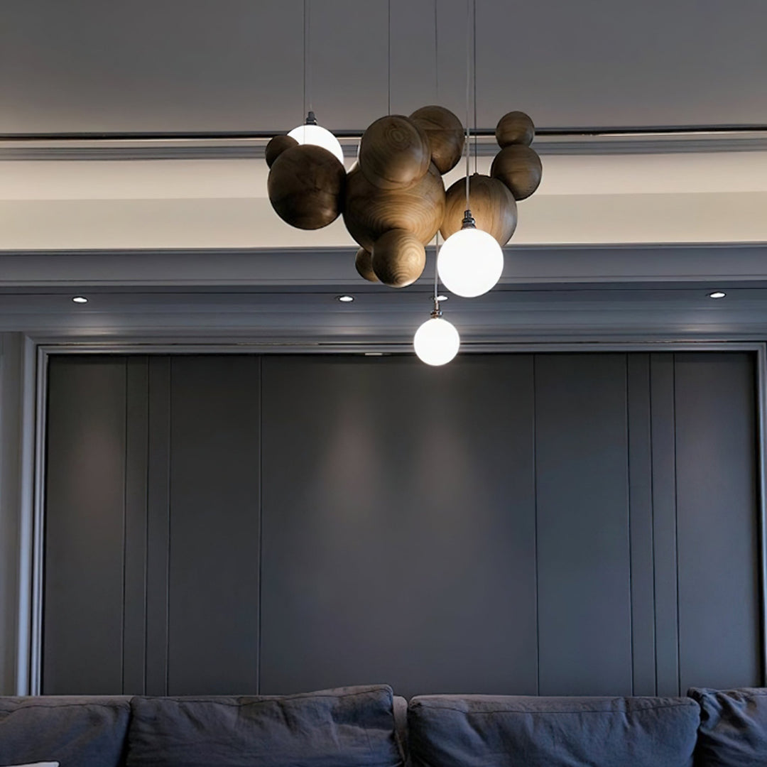 Bubble Wood Balls Chandelier - Vakkerlight