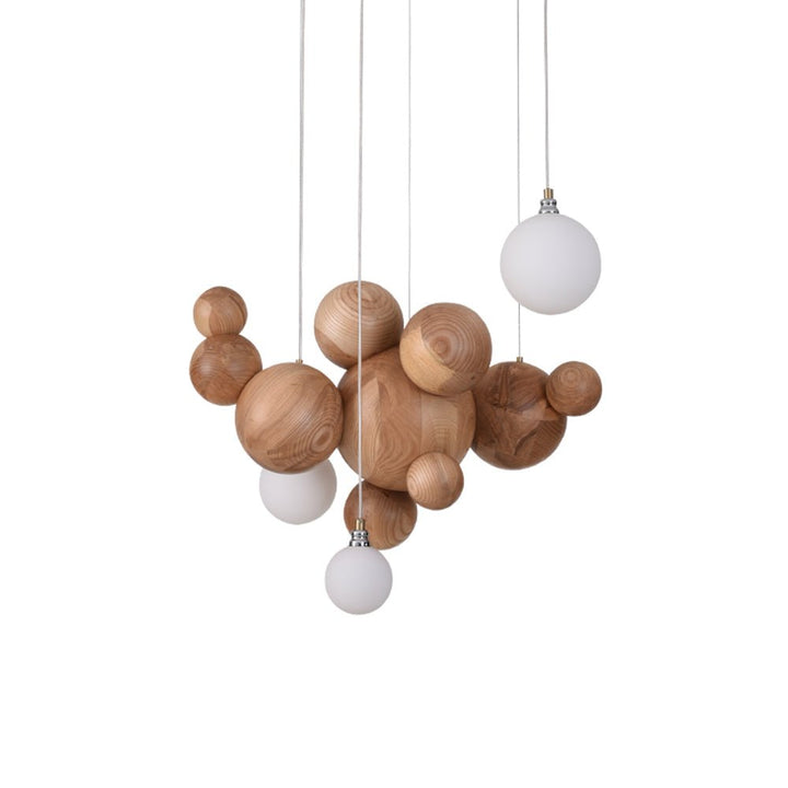 Bubble Wood Balls Chandelier - Vakkerlight