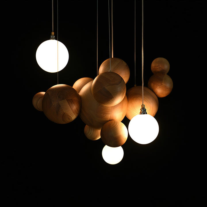 Bubble Wood Balls Chandelier - Vakkerlight