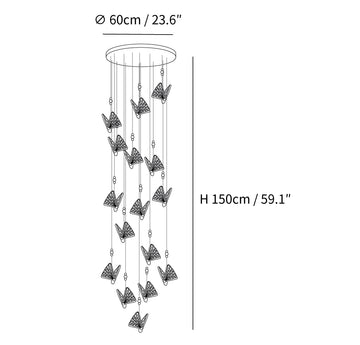 Butterfly Pendant Light — Dimension drawings 2
