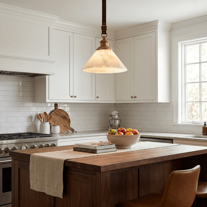 Camden Leather Strap Alabaster Pendant Lamp - Vakkerlight