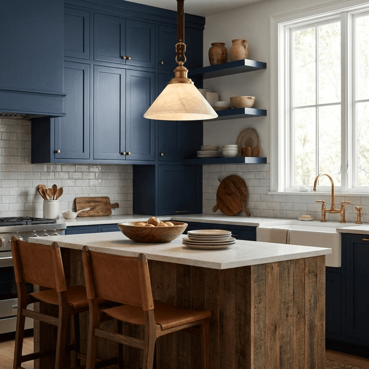 Camden Leather Strap Alabaster Pendant Lamp - Vakkerlight
