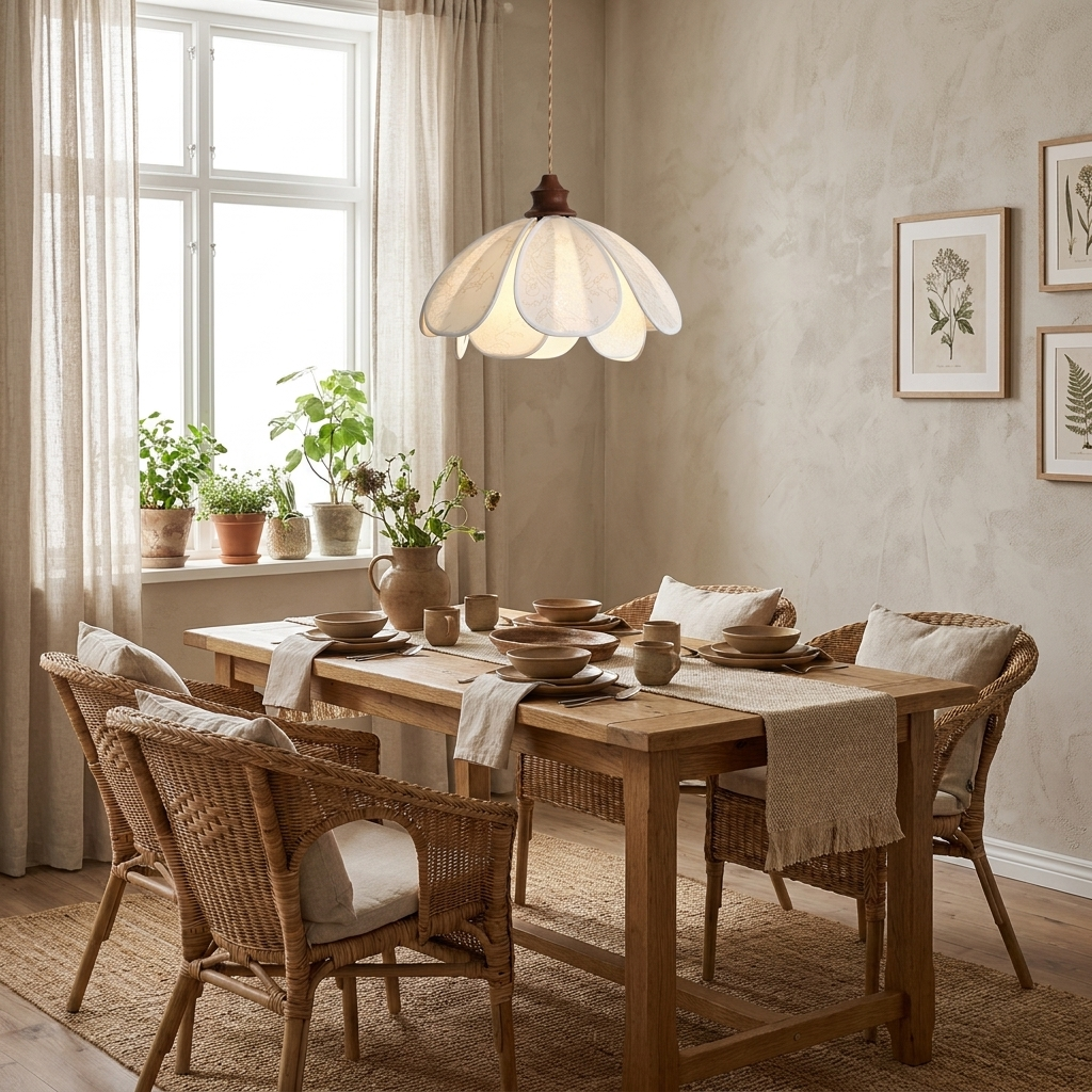 Lampe Pendante Camellia en Tissu Imprimé