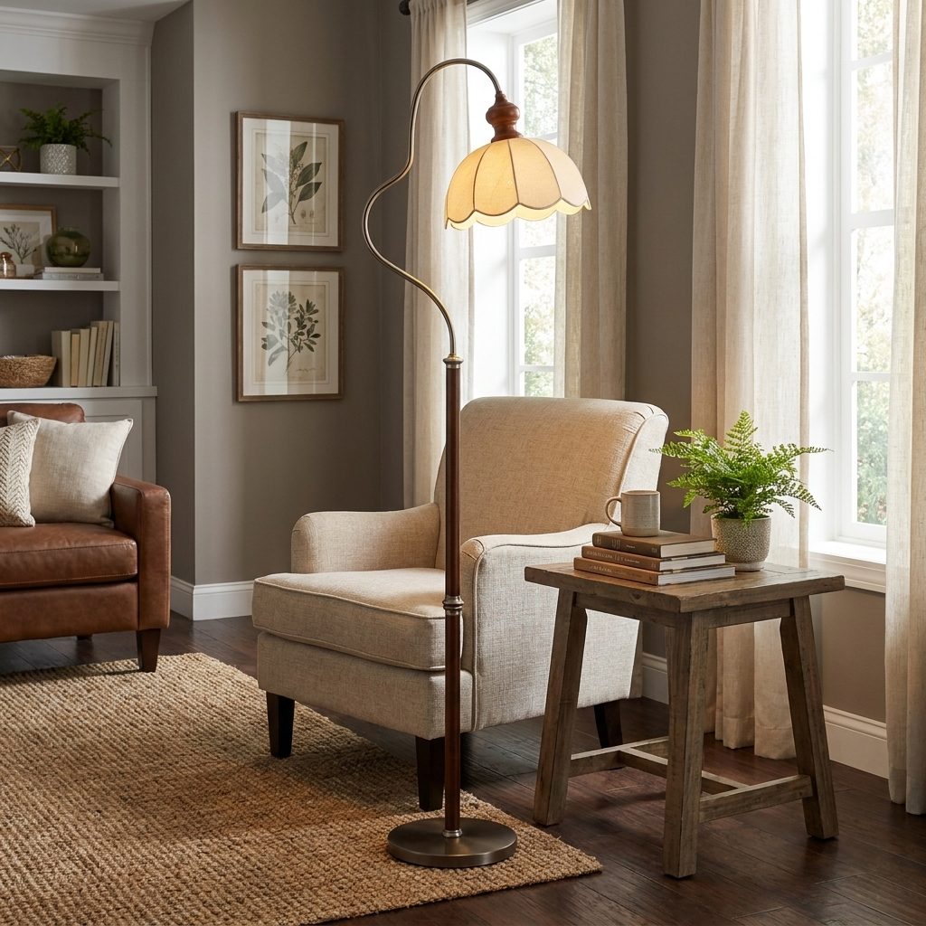 Camille Scalloped Fabric Floor Lamp