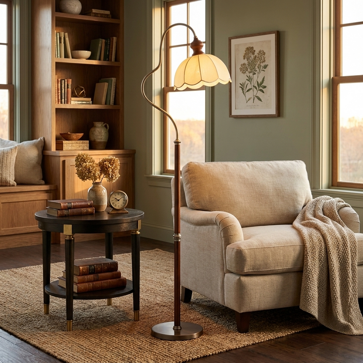 Camille Scalloped Fabric Floor Lamp