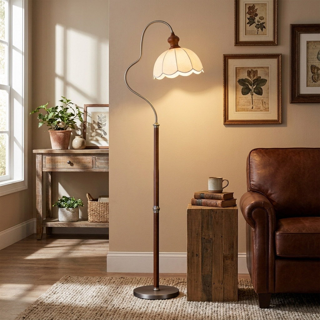 Camille Scalloped Fabric Floor Lamp