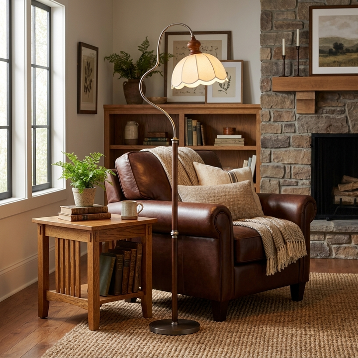 Camille Scalloped Fabric Floor Lamp