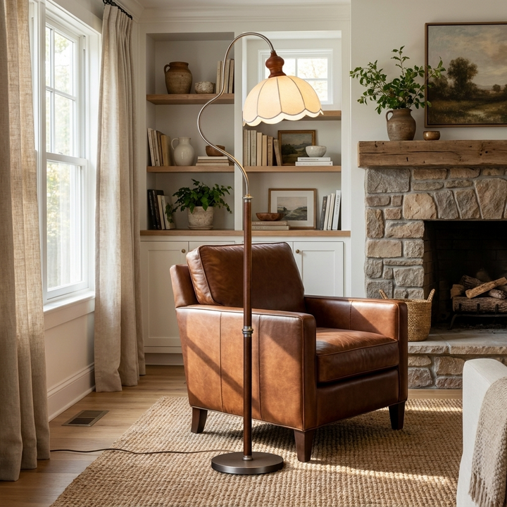 Camille Scalloped Fabric Floor Lamp