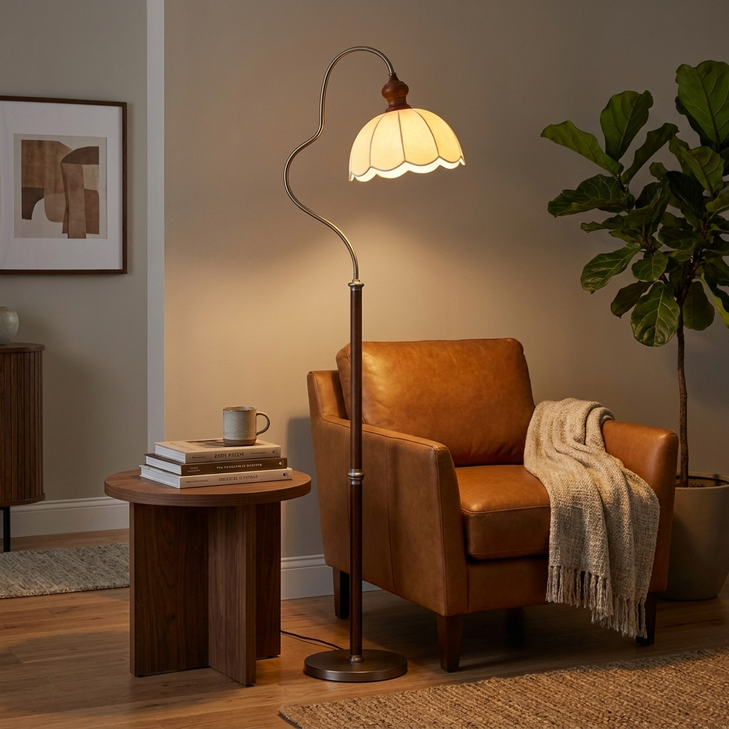 Camille Scalloped Fabric Floor Lamp