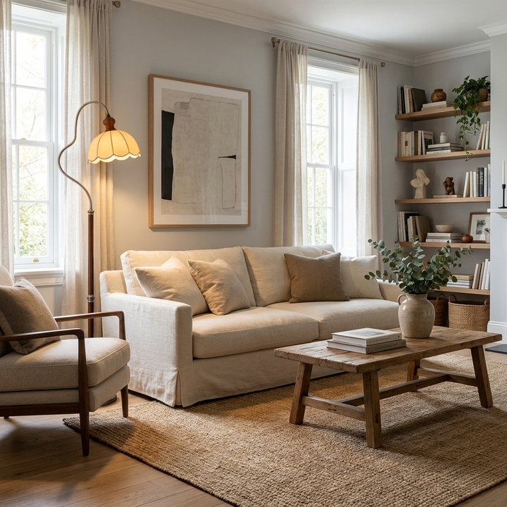 Camille Scalloped Fabric Floor Lamp