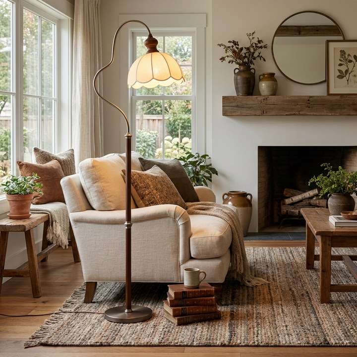 Camille Scalloped Fabric Floor Lamp