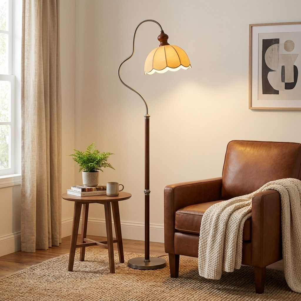 Camille Scalloped Fabric Floor Lamp