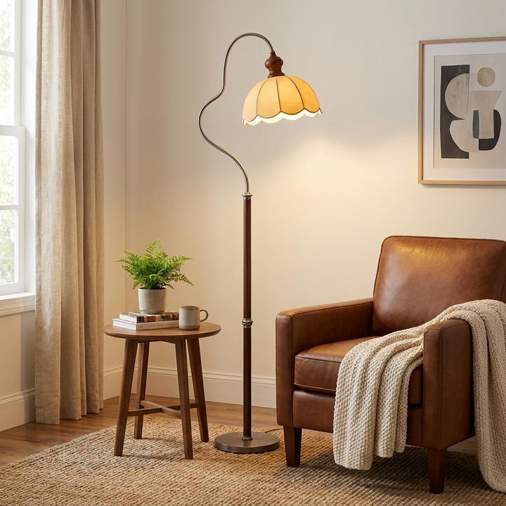 Camille Scalloped Fabric Floor Lamp