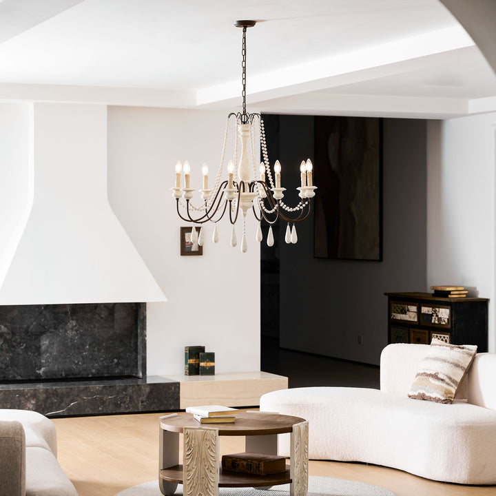 Lampadario con perline in stile candela