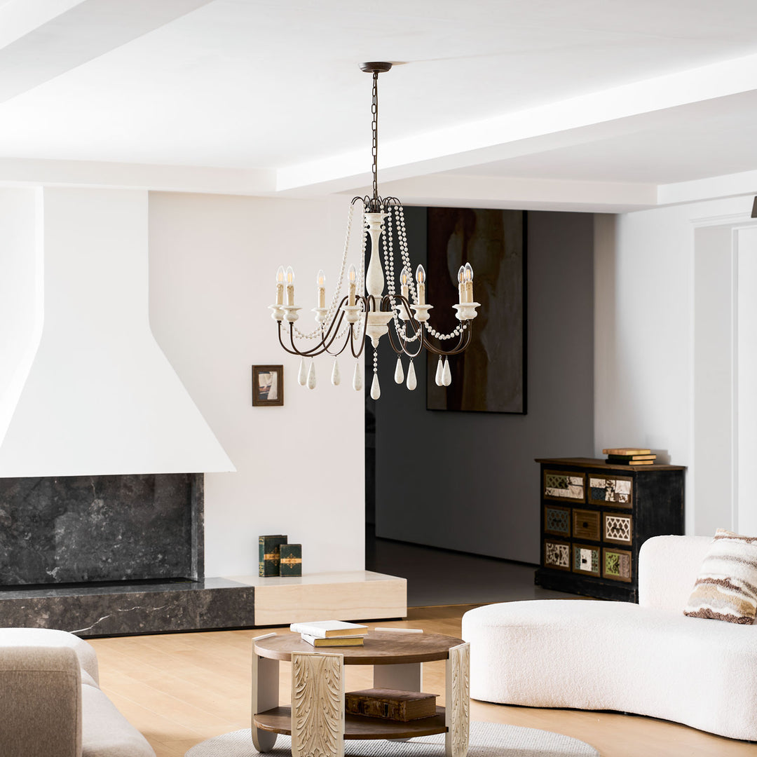 Lampadario con perline in stile candela