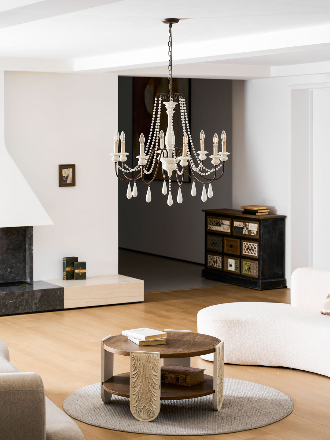 Lampadario con perline in stile candela