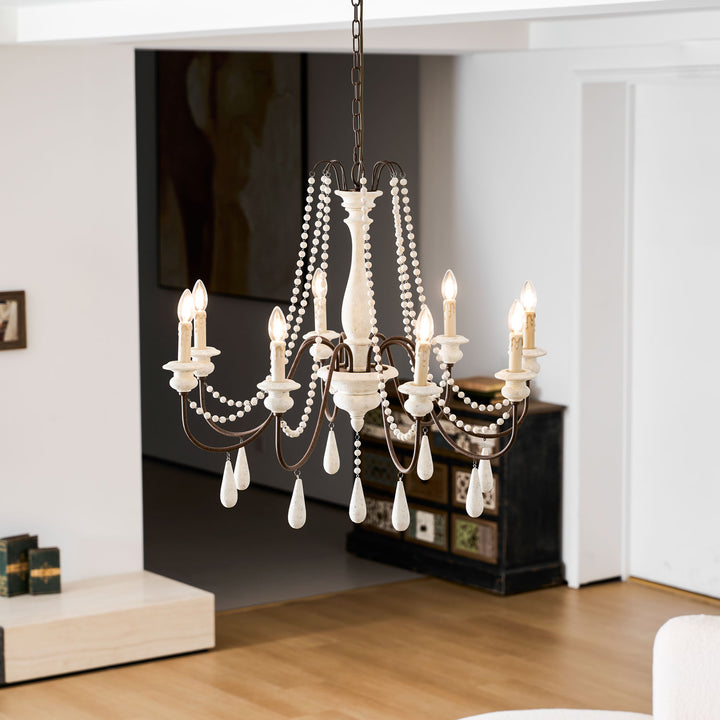 Lampadario con perline in stile candela