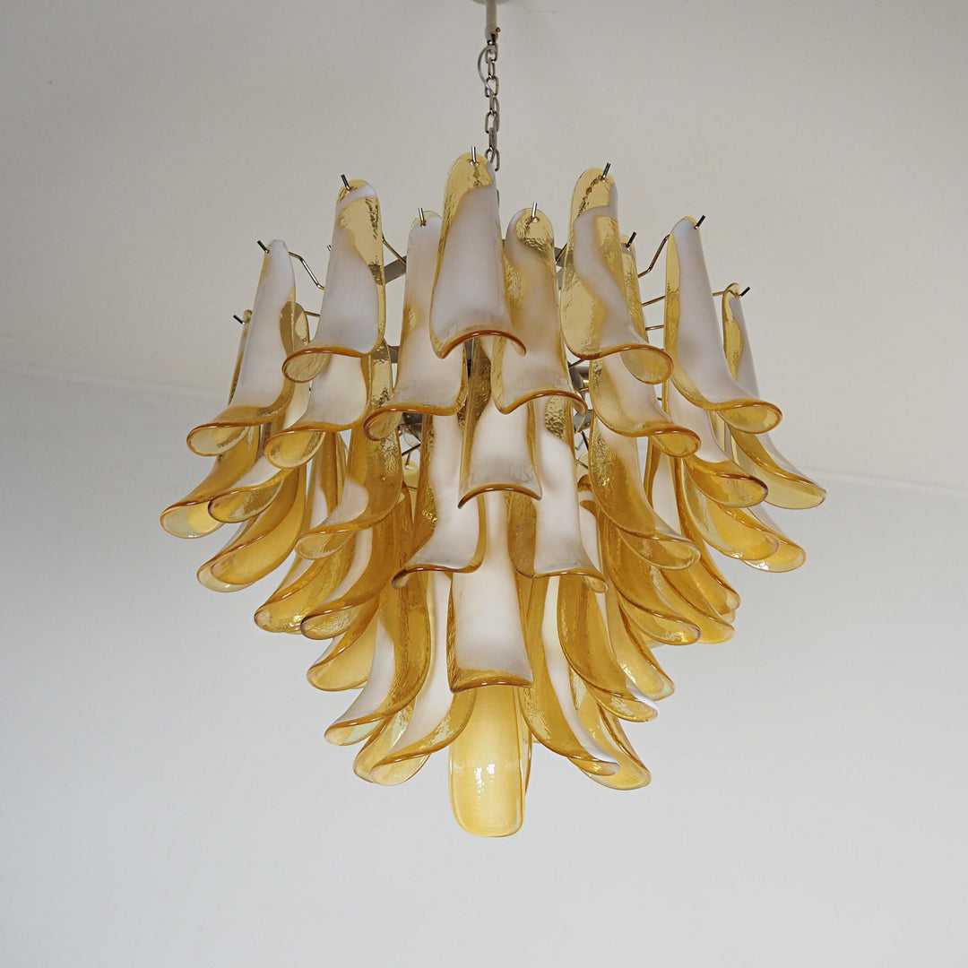 Amber Glass Murano Petals Chandelier