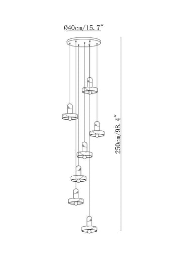 Lampadario a sospensione in alabastro Carrara — Dimension drawings 2