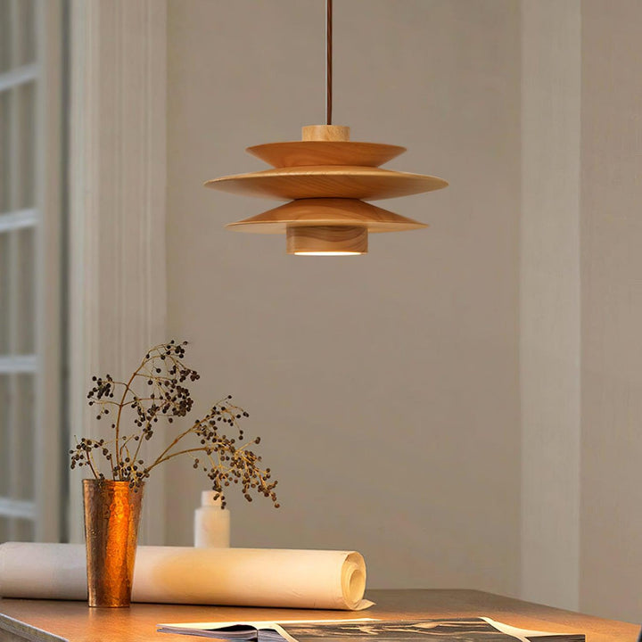 Cascade Wooden Disc Pendant Lamp - Vakkerlight