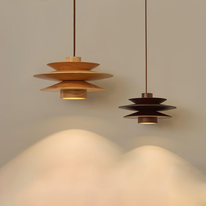 Cascade Wooden Disc Pendant Lamp - Vakkerlight