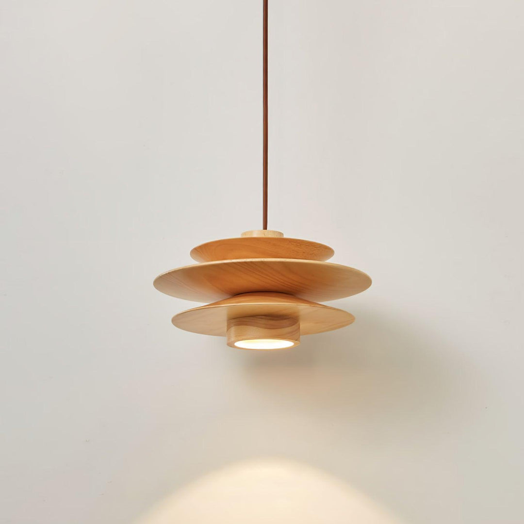 Cascade Wooden Disc Pendant Lamp - Vakkerlight