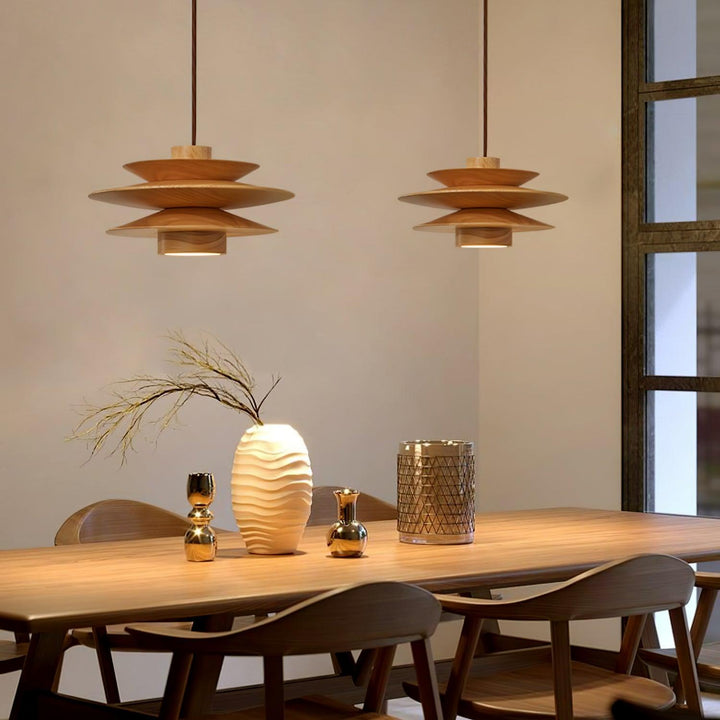 Cascade Wooden Disc Pendant Lamp - Vakkerlight